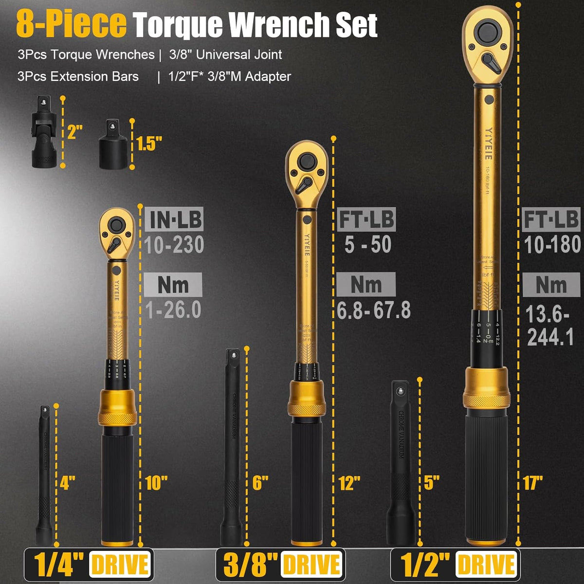 YIYEIE™  Professional Grade Precision Torque Set