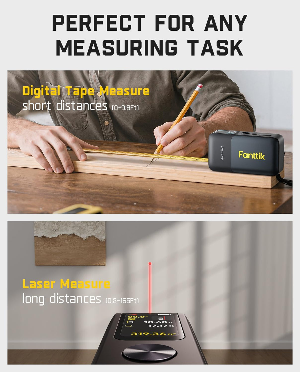 Fanttik™ A10 Pro 2-in-1 Digital Laser Tape