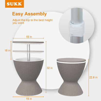 3-in-1 Convertible Cooler Bar Table